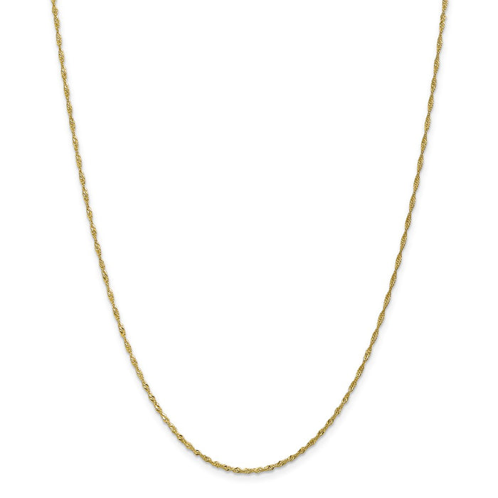 Million Charms 10k Yellow Gold 1.4mm Singapore Chain Anklet, Chain Length: 10 inches