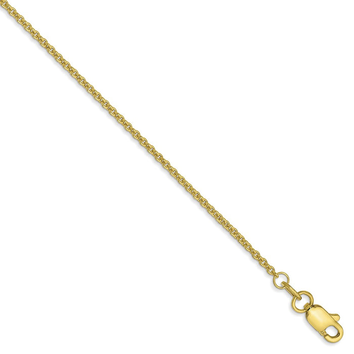 Million Charms 10k Yellow Gold 1.5mm Cable Chain Anklet, Chain Length: 9 inches