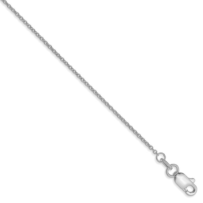 Million Charms 10k White Gold 1mm Polished Cable Chain, Chain Length: 9 inches
