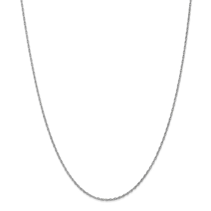 Million Charms 10k White Gold, Necklace Chain, 1.3mm Heavy-Baby Rope Chain, Chain Length: 24 inches