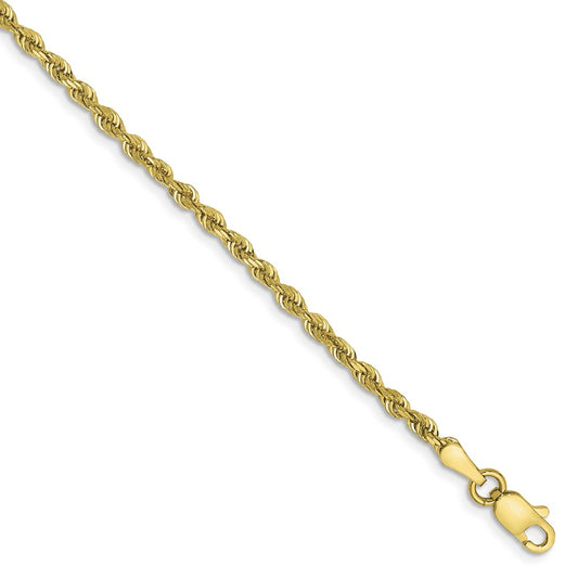 Million Charms 10k Yellow Gold 2.25mm Diamond-Cut Quadruple Rope Chain, Chain Length: 8 inches