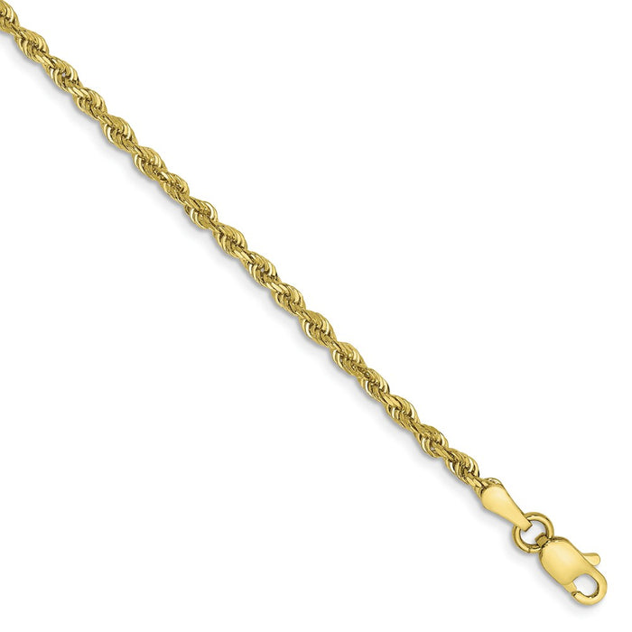 Million Charms 10k Yellow Gold 2.25mm Diamond-Cut Quadruple Rope Chain, Chain Length: 7 inches