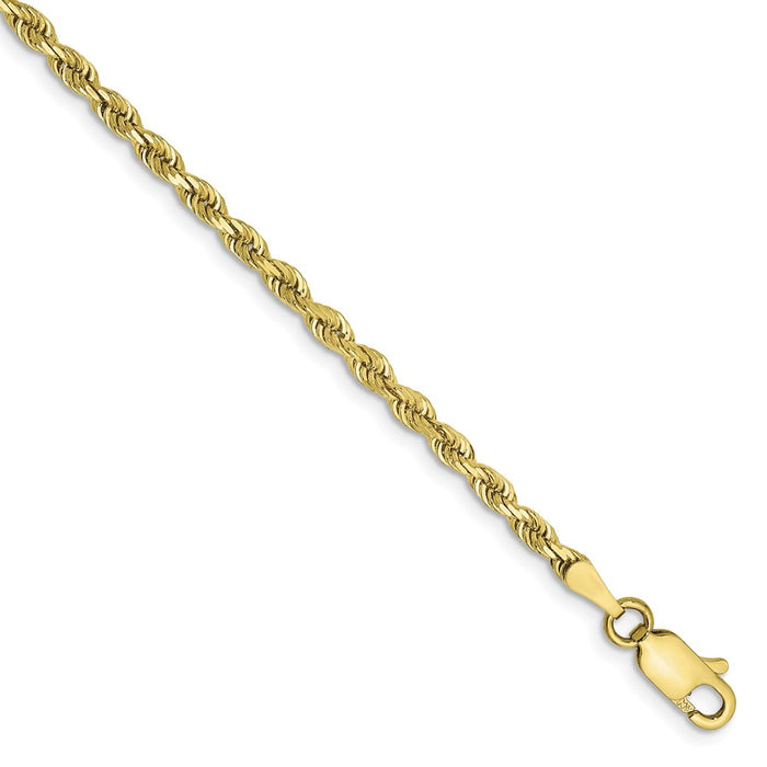Million Charms 10k Yellow Gold 2.75mm Diamond-Cut Quadruple Rope Chain, Chain Length: 8 inches