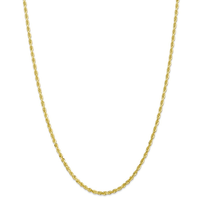 Million Charms 10k Yellow Gold, Necklace Chain, 3.0mm Diamond-Cut Quadruple Rope Chain, Chain Length: 24 inches