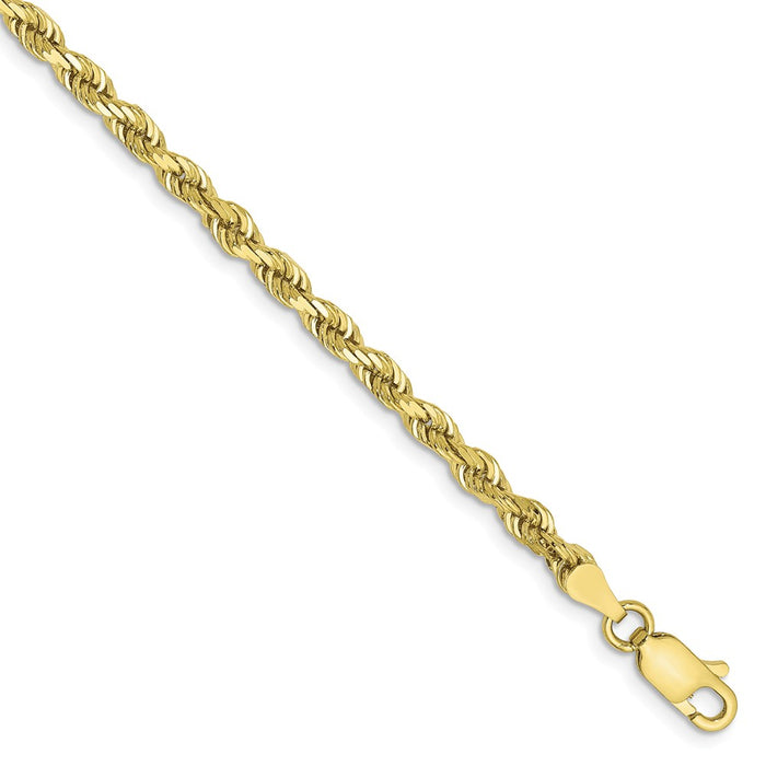 Million Charms 10k Yellow Gold 3.35mm Diamond-Cut Quadruple Rope Chain, Chain Length: 7 inches