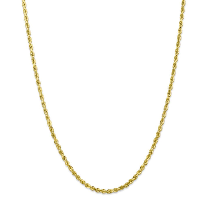 Million Charms 10k Yellow Gold, Necklace Chain, 3.35mm Diamond-Cut Quadruple Rope Chain, Chain Length: 30 inches