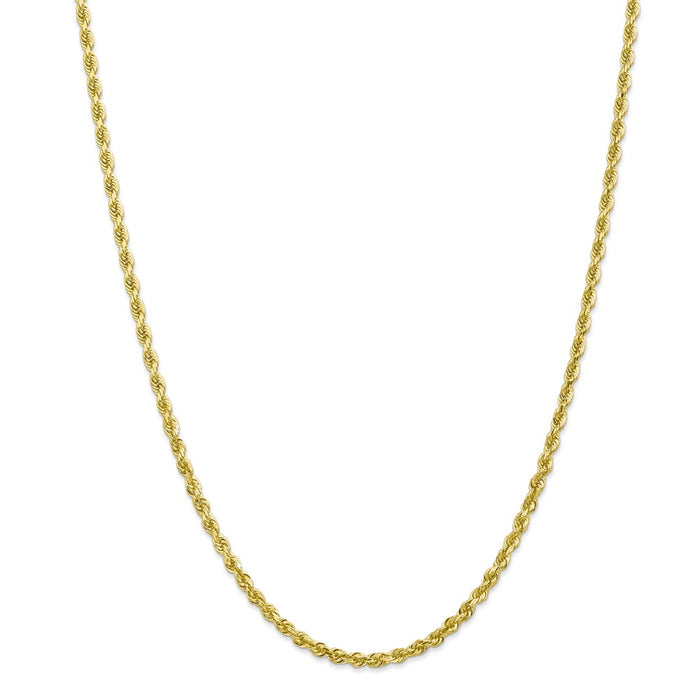 Million Charms 10k Yellow Gold, Necklace Chain, 3.35mm Diamond-Cut Quadruple Rope Chain, Chain Length: 20 inches