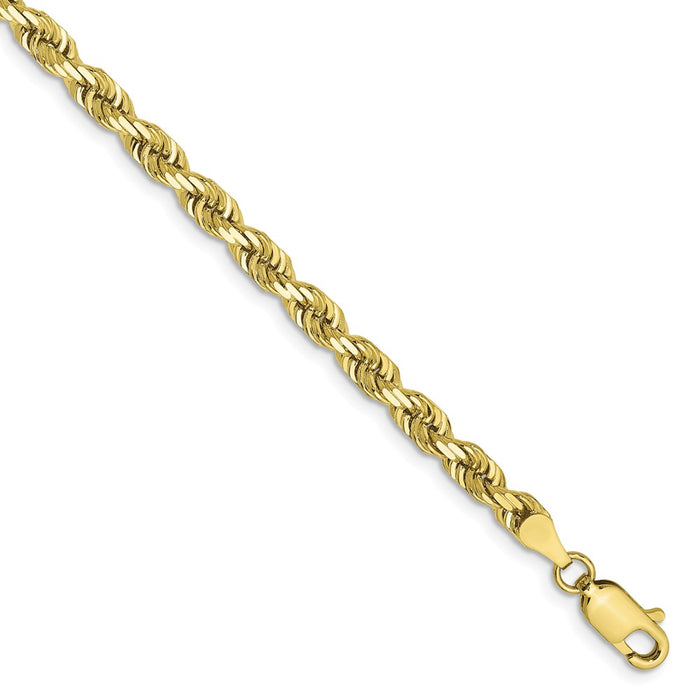 Million Charms 10k Yellow Gold 4mm Diamond-Cut Quadruple Rope Chain, Chain Length: 8 inches
