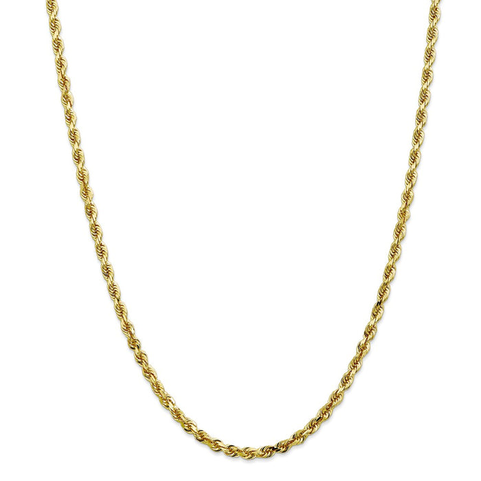 Million Charms 10k Yellow Gold, Necklace Chain, 4mm Diamond-Cut Quadruple Rope Chain, Chain Length: 30 inches