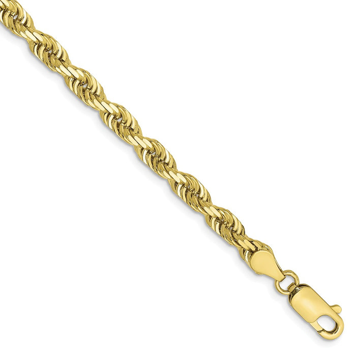 Million Charms 10k Yellow Gold 4.5mm Diamond-Cut Quadruple Rope Chain, Chain Length: 7 inches