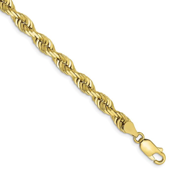 Million Charms 10k Yellow Gold 5.0mm Diamond-Cut Quadruple Rope Chain, Chain Length: 8 inches