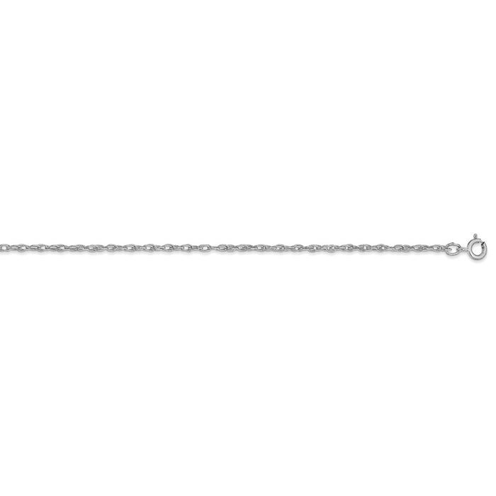 Million Charms 14K White Gold, Necklace Chain, 1.35mm Carded Cable Rope Chain, Chain Length: 16 inches