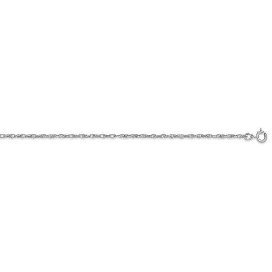 Million Charms 14K White Gold, Necklace Chain, 1.35mm Carded Cable Rope Chain, Chain Length: 20 inches
