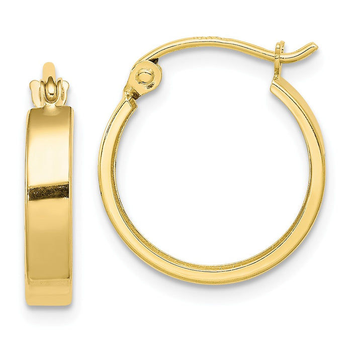 Million Charms 10k Yellow Gold Square Tube Hoop Earrings, 15mm x 15mm