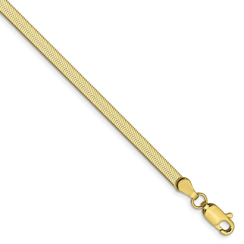 Million Charms 10k Yellow Gold 3.0mm Silky Herringbone Chain, Chain Length: 8 inches