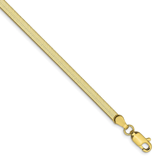 Million Charms 10k Yellow Gold 3.0mm Silky Herringbone Chain, Chain Length: 8 inches