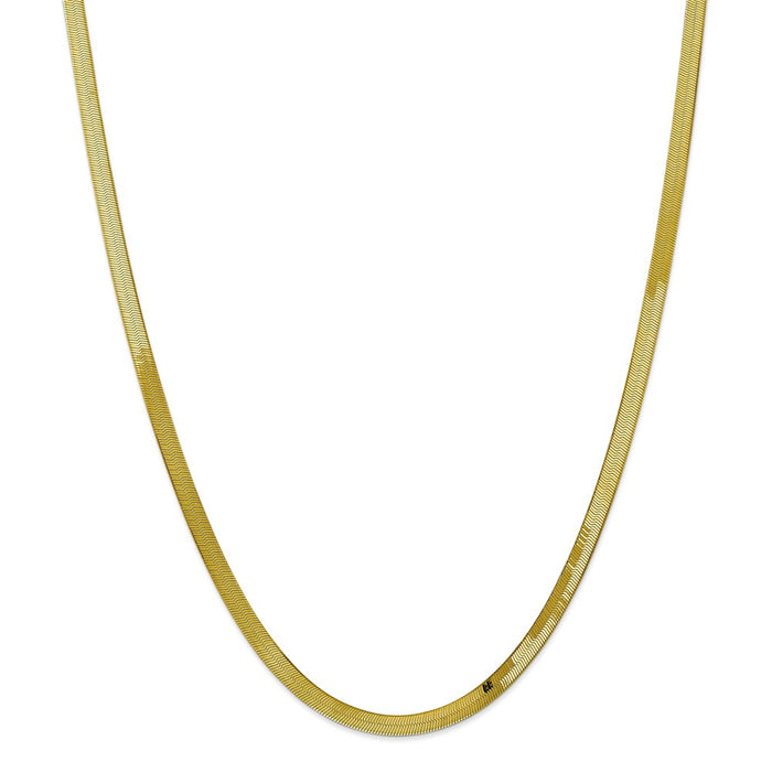 Million Charms 10k Yellow Gold, Necklace Chain, 4.0mm Silky Herringbone Chain, Chain Length: 24 inches