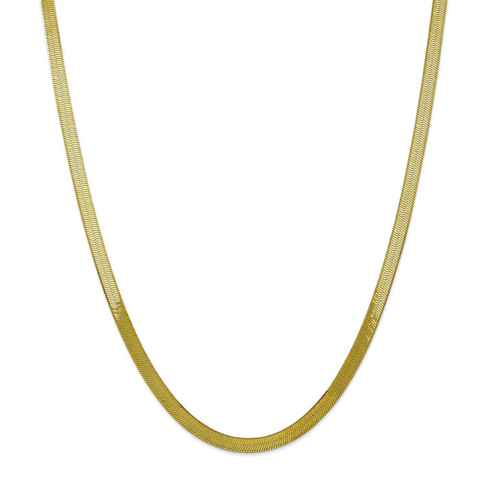 Million Charms 10k Yellow Gold, Necklace Chain, 5.0mm Silky Herringbone Chain, Chain Length: 24 inches