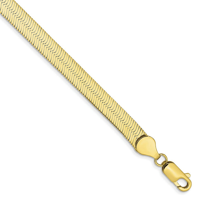 Million Charms 10k Yellow Gold 5.5mm Silky Herringbone Chain, Chain Length: 8 inches