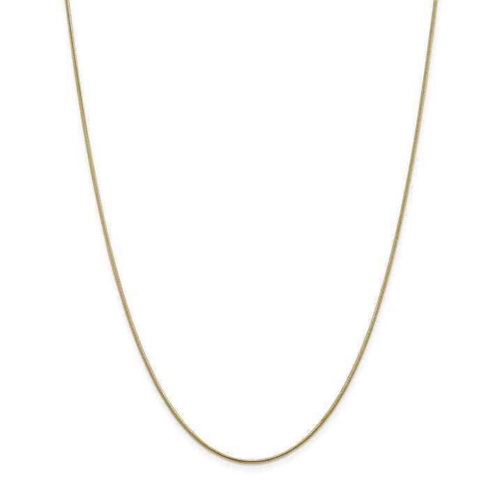 Million Charms 10k Yellow Gold, Necklace Chain, 1.1mm Round Snake Chain, Chain Length: 18 inches