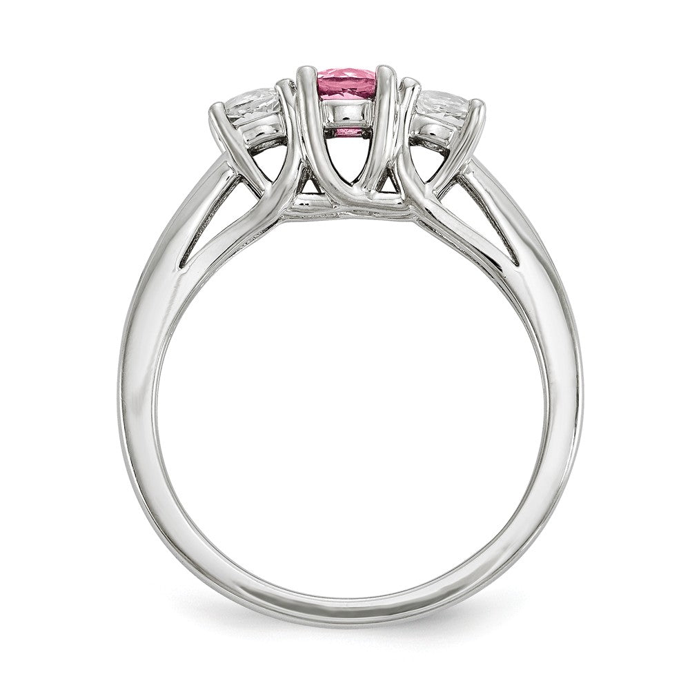 10k White Gold Survivor Collection Clear/Pink Swarovski Topaz Pamela Ring, Size: 7