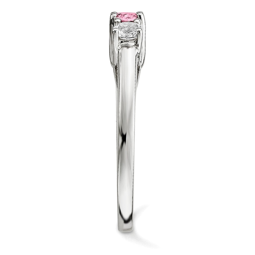 10k White Gold Survivor Collection Clear/Pink Swarovski Topaz Pamela Ring, Size: 7
