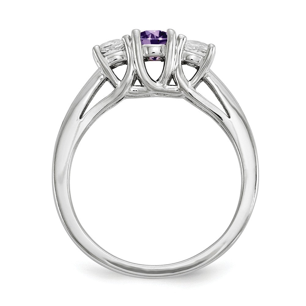 10k White Gold Survivor Collection Clear/Purple Swarovski Topaz Pamela Ring, Size: 7