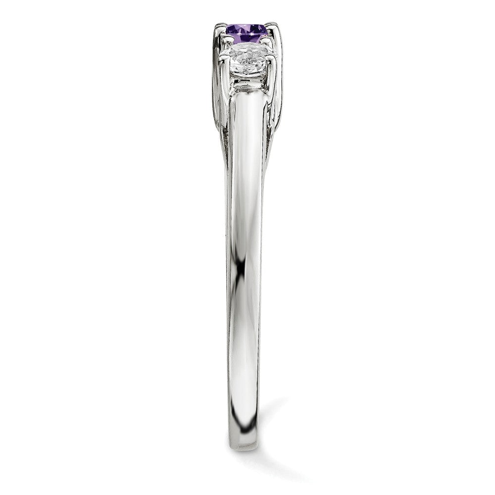 10k White Gold Survivor Collection Clear/Purple Swarovski Topaz Pamela Ring, Size: 7