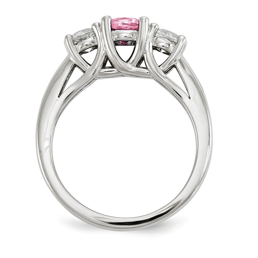 10k White Gold Survivor Clear & Pink Swarovski Topaz Pamela Ring, Size: 7