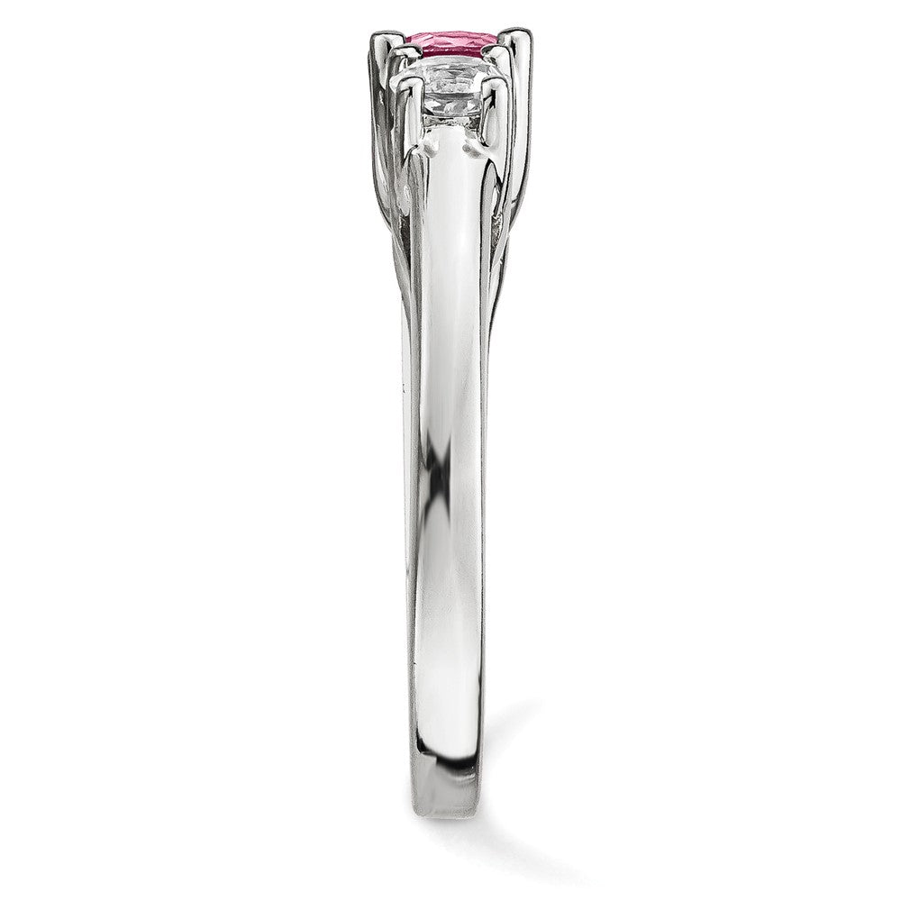 10k White Gold Survivor Clear & Pink Swarovski Topaz Pamela Ring, Size: 7
