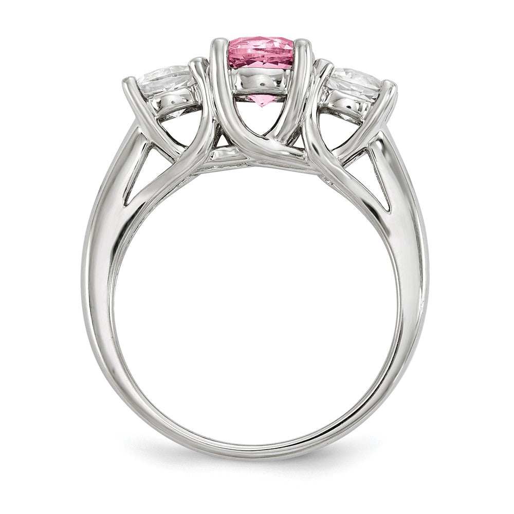 10k White Gold Survivor Collection Clear/Pink Swarovski Topaz Pamela Ring, Size: 7