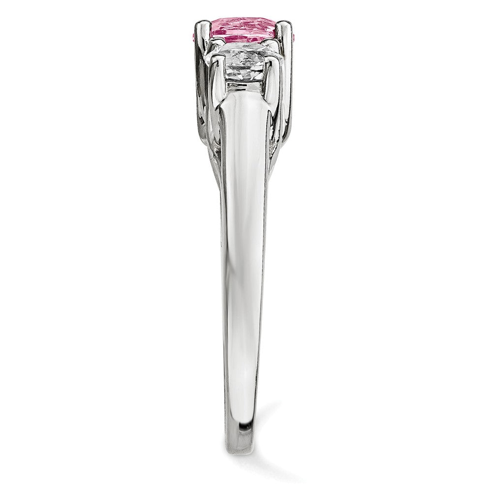 10k White Gold Survivor Collection Clear/Pink Swarovski Topaz Pamela Ring, Size: 7