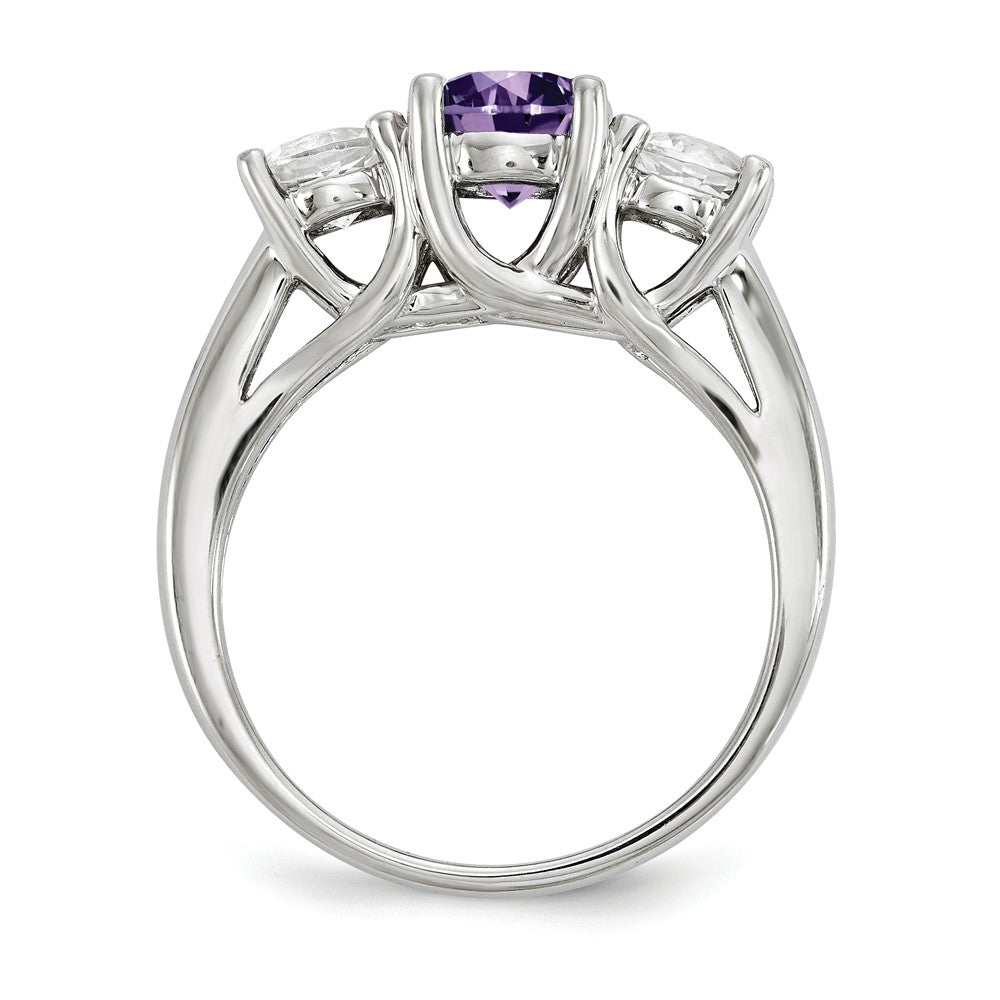 10k White Gold Survivor Collection Clear/Purple Swarovski Topaz Pamela Ring, Size: 7