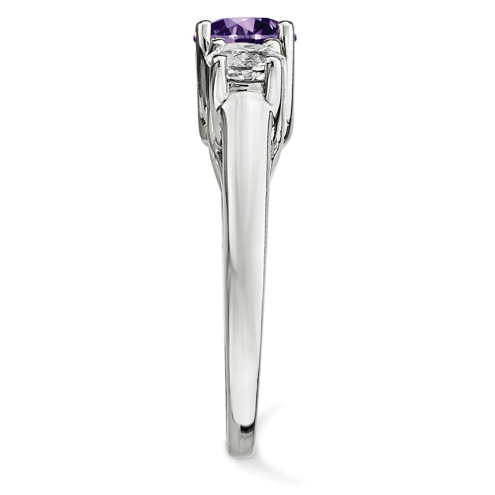 10k White Gold Survivor Collection Clear/Purple Swarovski Topaz Pamela Ring, Size: 7