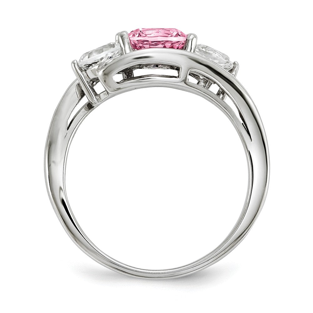 10k White Gold Survivor Collection Clear/Pink Swarovski Topaz Sue Ring, Size: 7