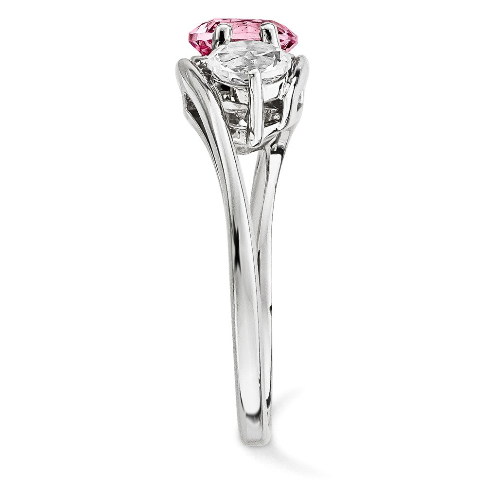 10k White Gold Survivor Collection Clear/Pink Swarovski Topaz Sue Ring, Size: 7