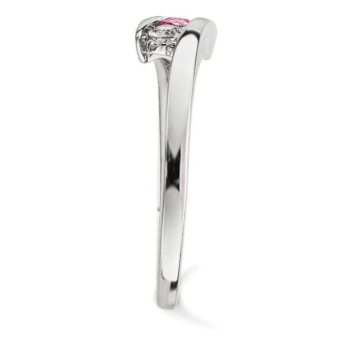 10k White Gold Survivor Clear & Pink Swarovski Topaz Circle of Strength Ring, Size: 7