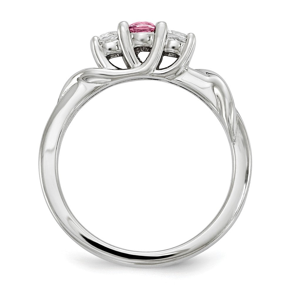 10k White Gold Survivor Collection Clear/Pink Swarovski Topaz Joanna Ring, Size: 7