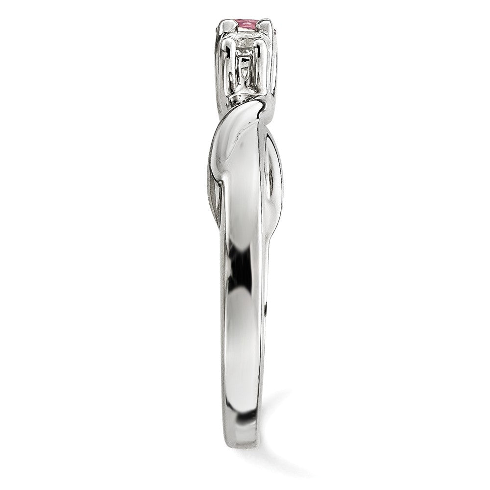 10k White Gold Survivor Collection Clear/Pink Swarovski Topaz Joanna Ring, Size: 7