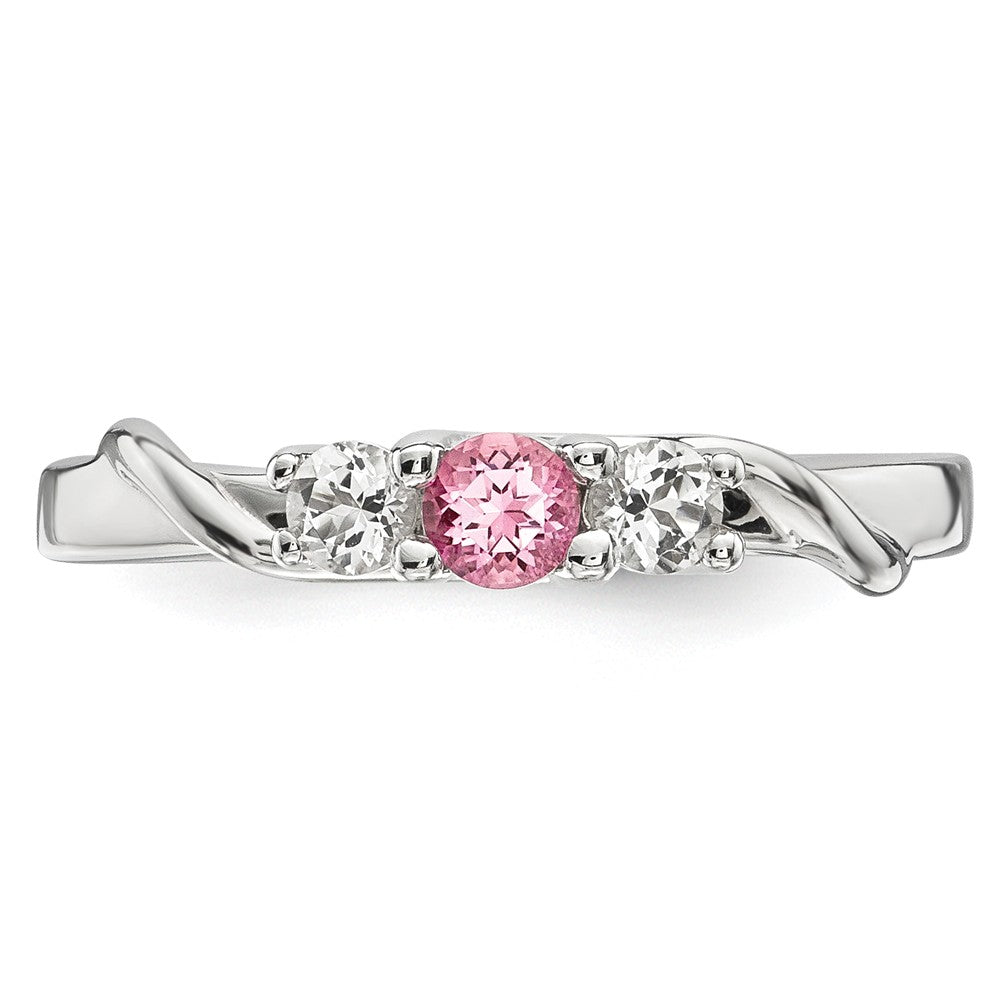 10k White Gold Survivor Collection Clear/Pink Swarovski Topaz Joanna Ring, Size: 7
