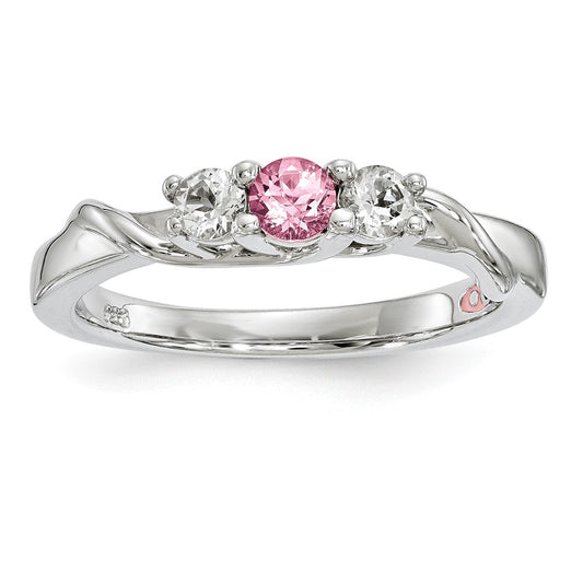 10k White Gold Survivor Collection Clear/Pink Swarovski Topaz Joanna Ring, Size: 7