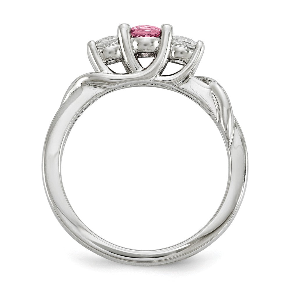 10k White Gold Survivor Collection Clear/Pink Swarovski Topaz Joanna Ring, Size: 7