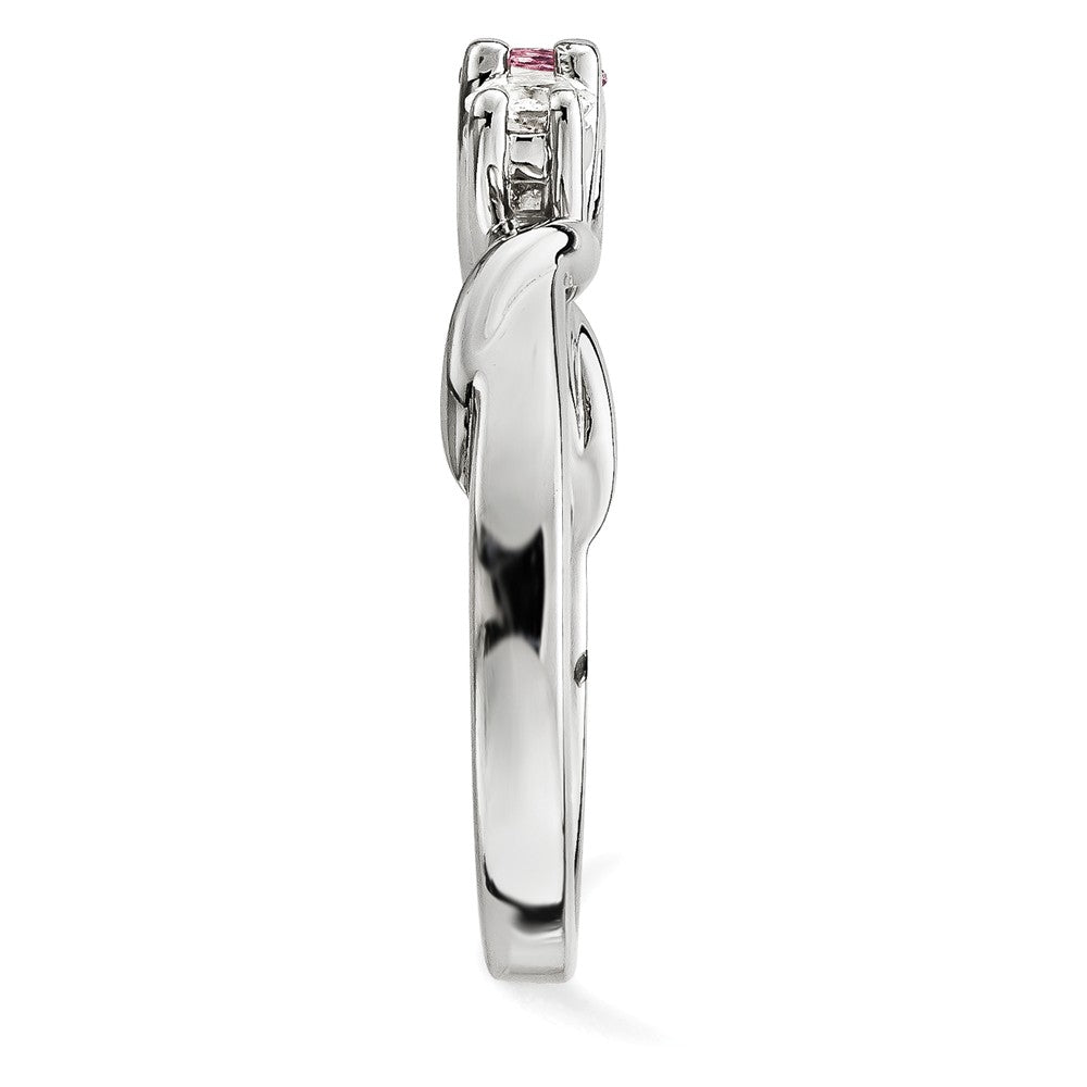 10k White Gold Survivor Collection Clear/Pink Swarovski Topaz Joanna Ring, Size: 7