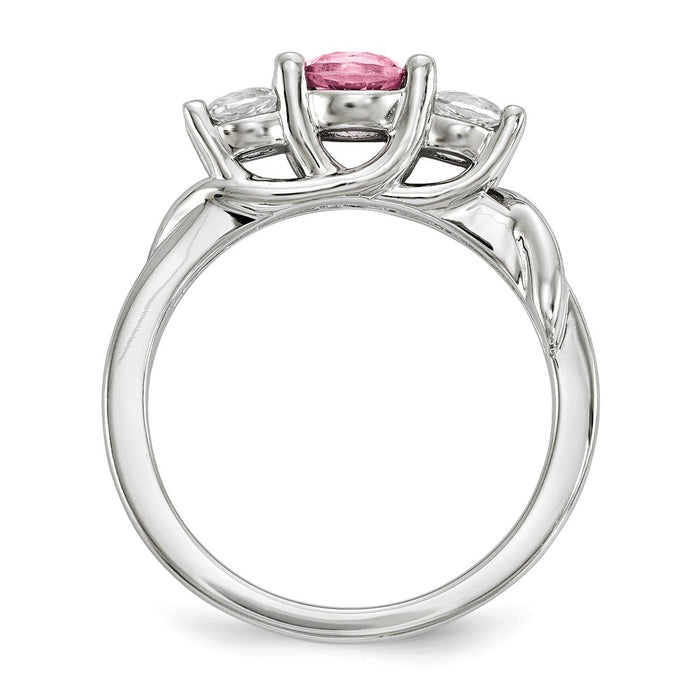 10k White Gold Survivor Collection Clear/Pink Swarovski Topaz Joanna Ring, Size: 7