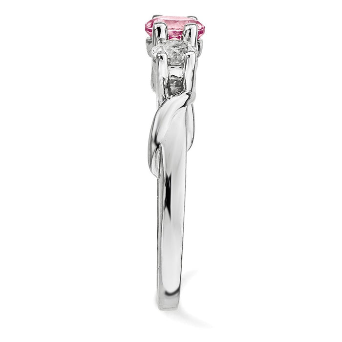 10k White Gold Survivor Collection Clear/Pink Swarovski Topaz Joanna Ring, Size: 7