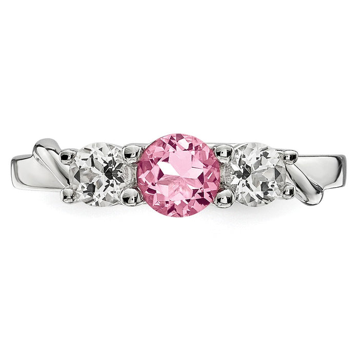 10k White Gold Survivor Collection Clear/Pink Swarovski Topaz Joanna Ring, Size: 7