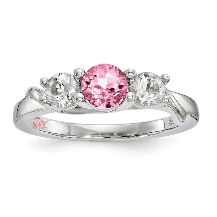 10k White Gold Survivor Collection Clear/Pink Swarovski Topaz Joanna Ring, Size: 7