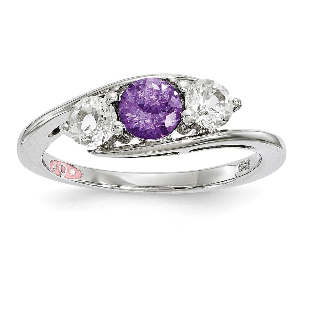 10k White Gold Survivor Collection Clear/Purple Swarovski Topaz Sue Ring, Size: 7