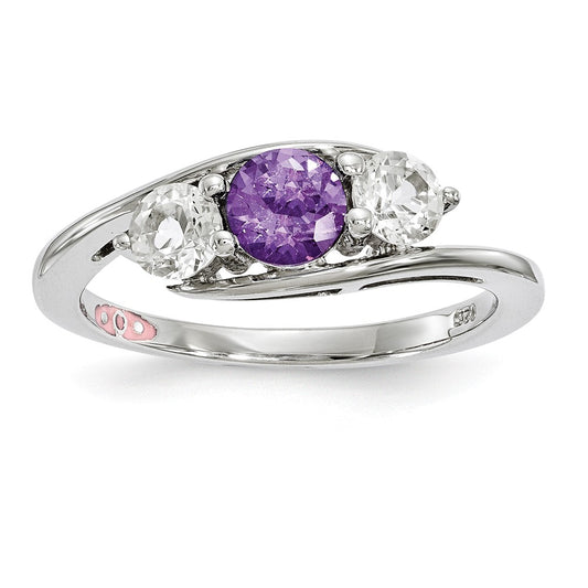 10k White Gold Survivor Collection Clear/Purple Swarovski Topaz Sue Ring, Size: 7