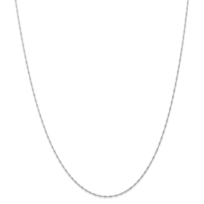 Million Charms 14k White Gold, Necklace Chain, 1mm Singapore Chain (CARDED), Chain Length: 16 inches